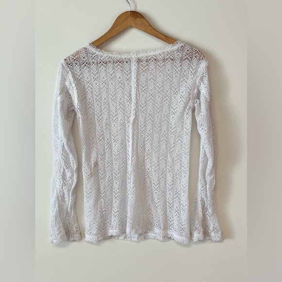 Free People Women's On The Road Twisted White Size Small Sheer Knit Relaxed Top - Picture 10 of 14